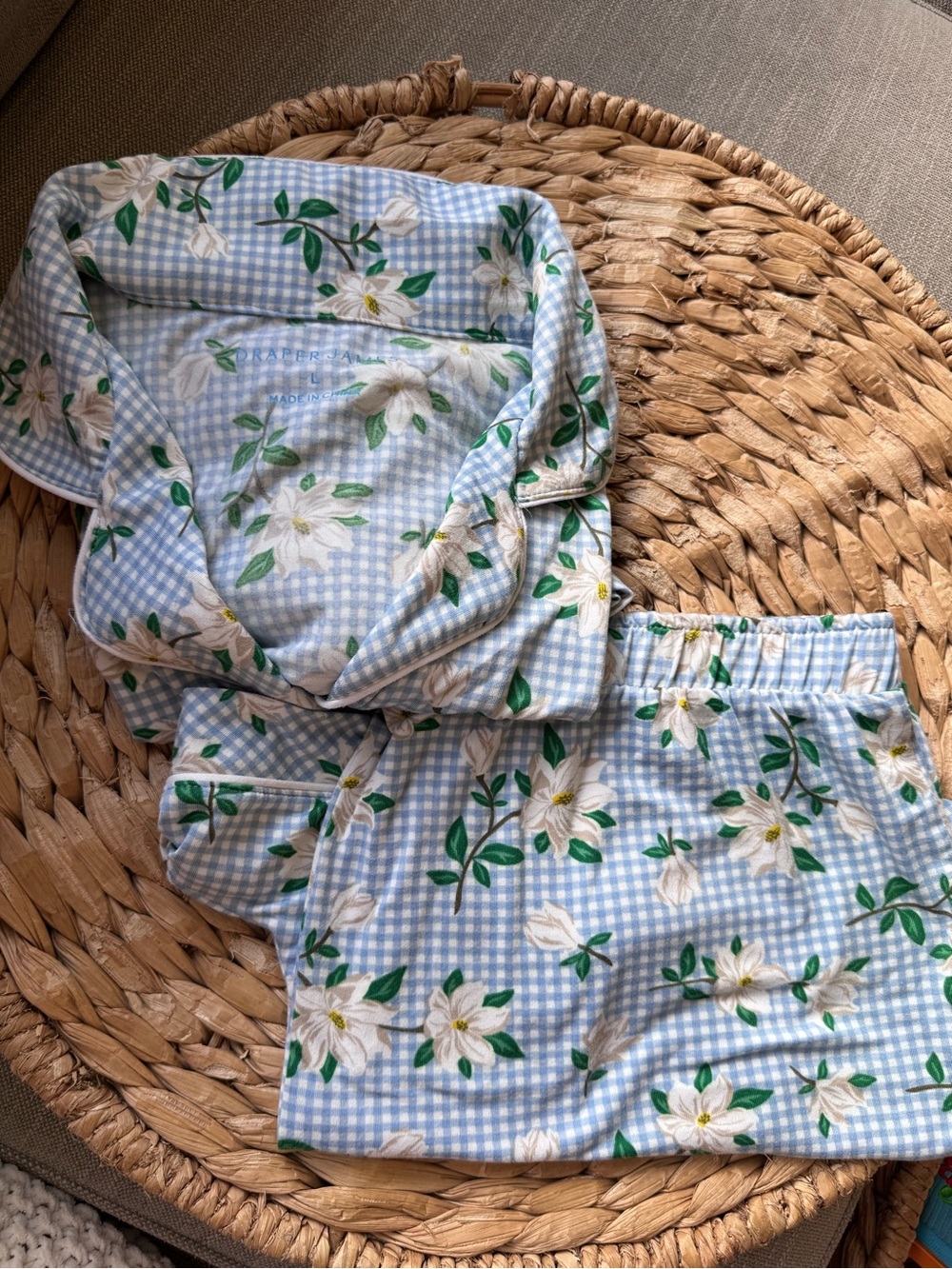 Draper James Light Blue Gingham Floral Pajama Set
